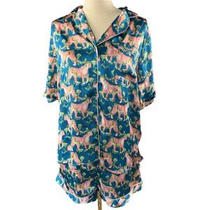 Nibs Cheetah Print Womens‎ Sleepwear Pajamas Short Set 2 Piece Size Large New